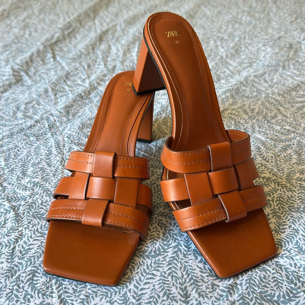 Zara basket weave mules